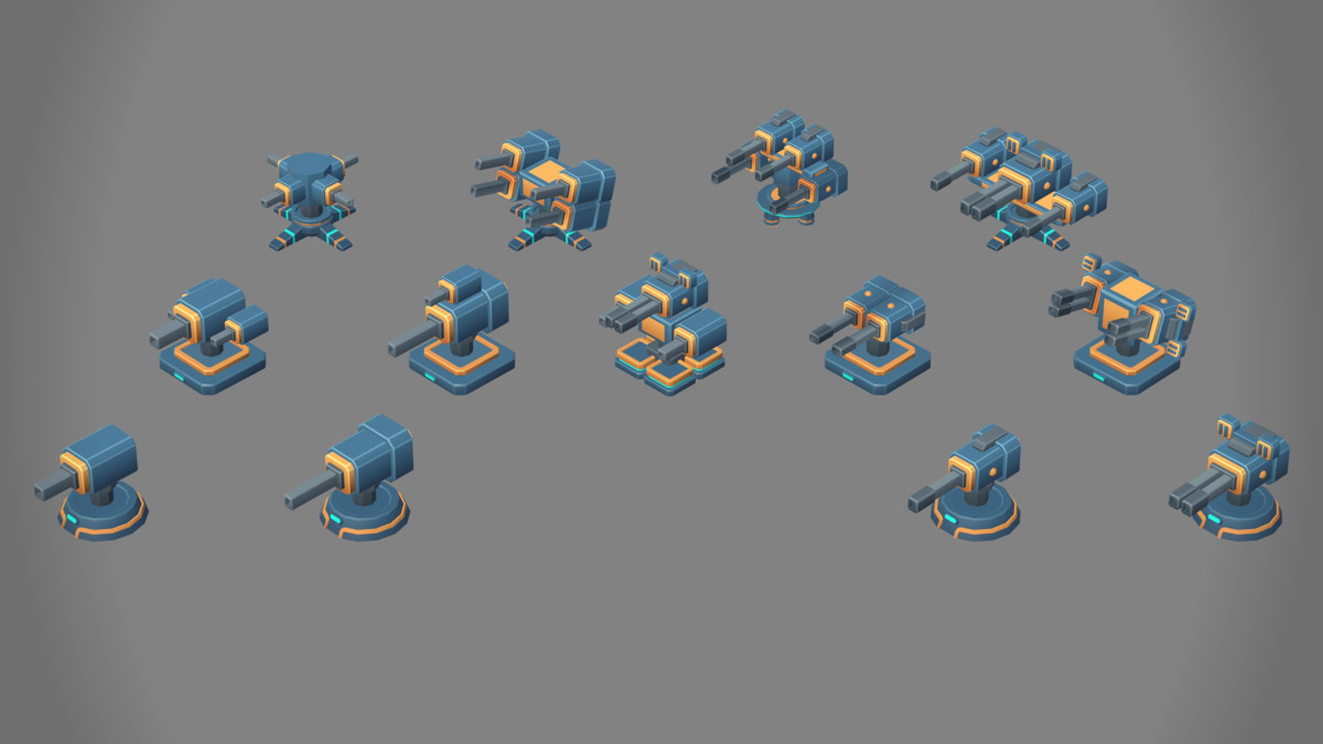 Low Poly Sci-Fi Turrets Pack