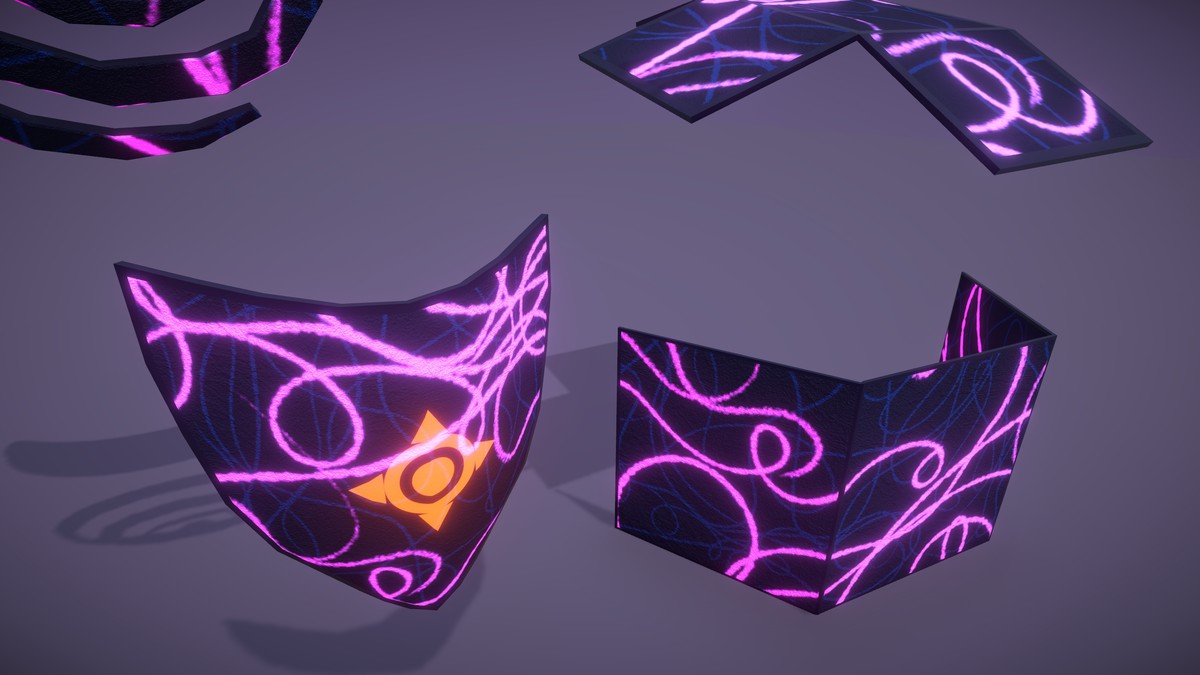 Cyber Neon Defense Shields 3D