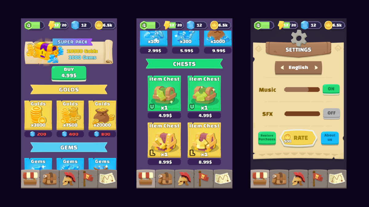 Cartoon Fantasy GUI - Animated & Stylized HUD
