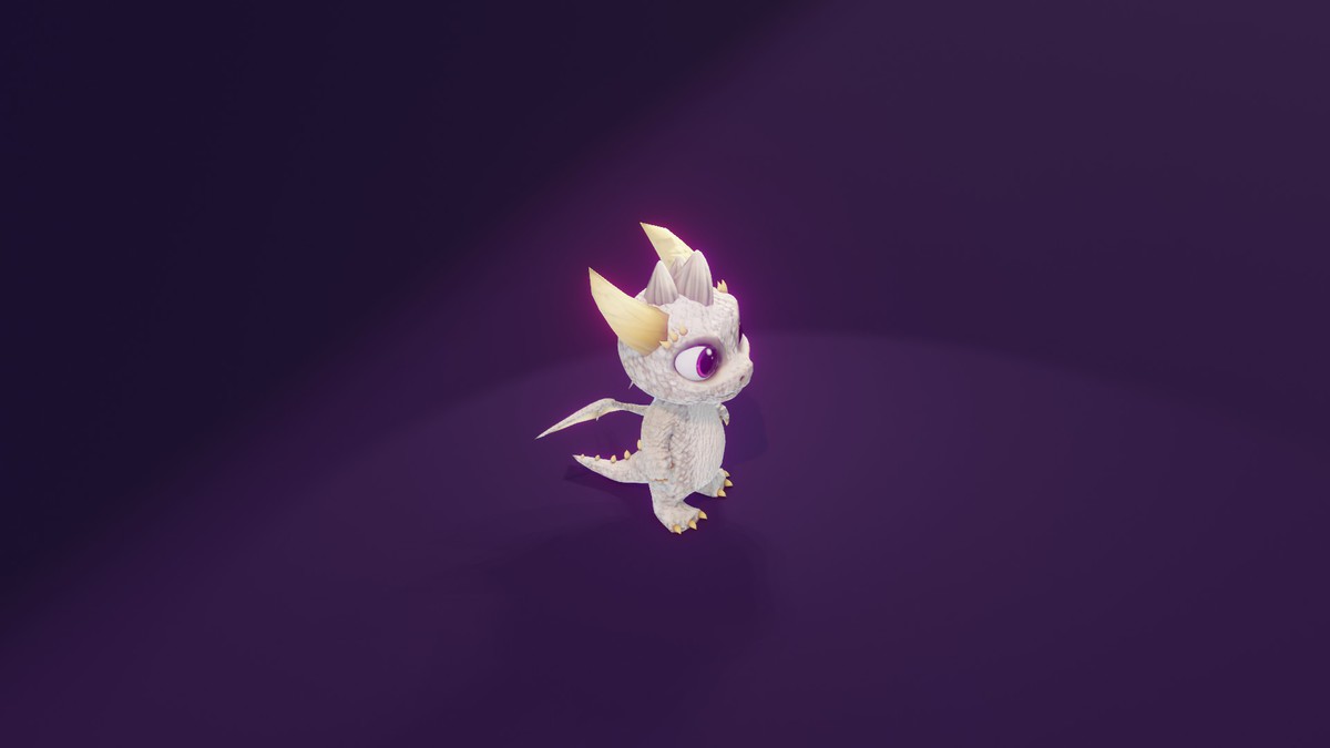 Cartoon White Dragon 3D Model (Low-Poly, Game-Ready, Animated, Built-In)