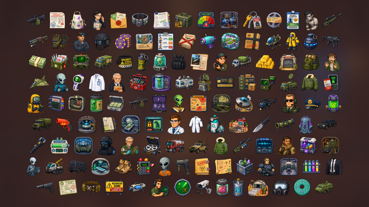 Alien Investigation UFO Research Military Base Containment Icons Pack