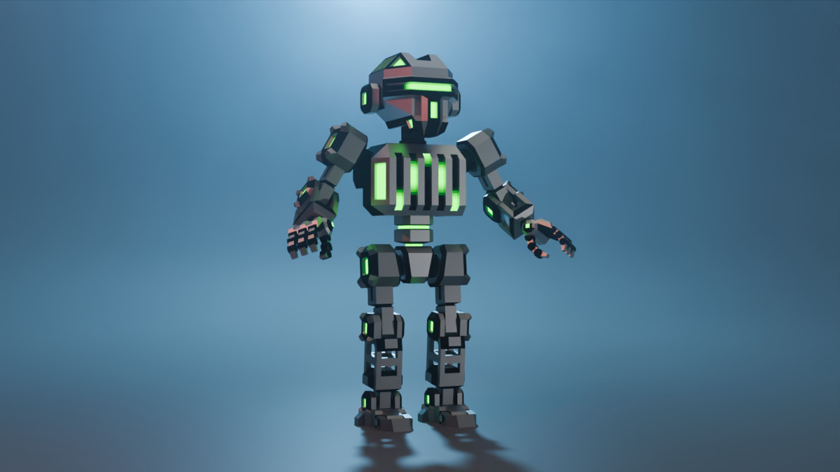 Sci-Fi Robot X-25.3 low-poly stylized