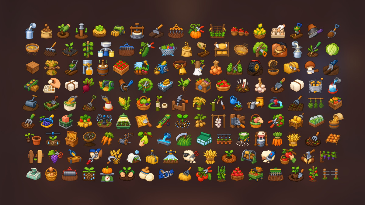 Farming Agriculture Crops Harvest Irrigation Farm Tools Icons Pack