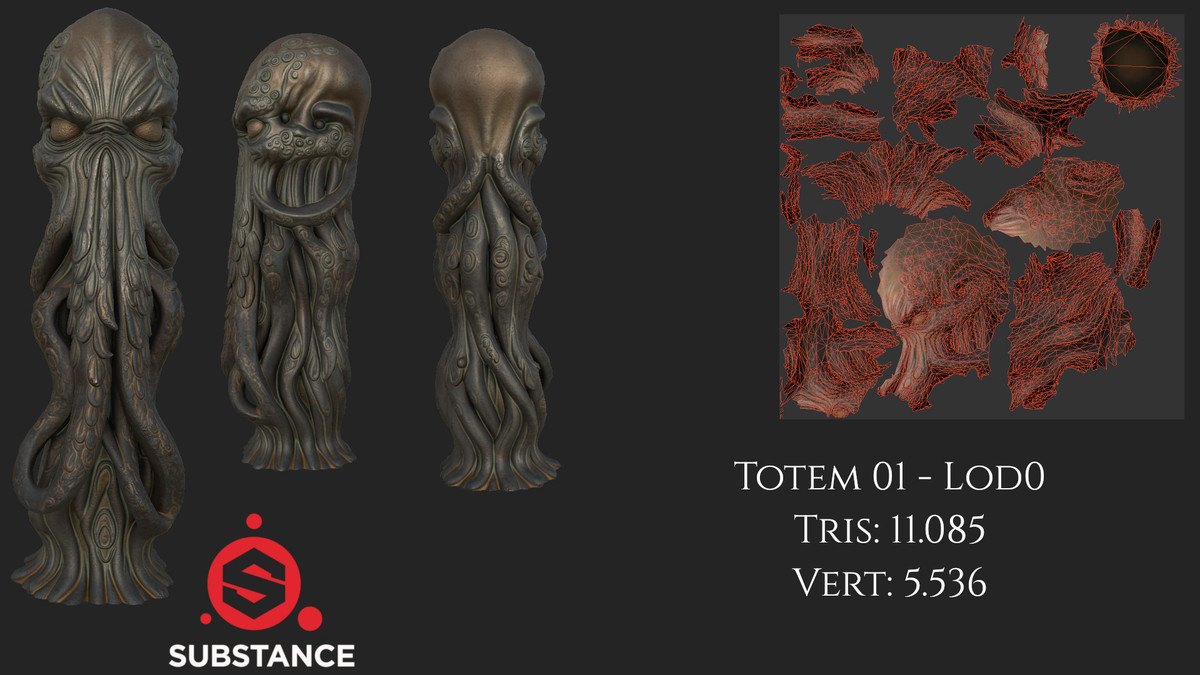 4 Dark Fantasy Totems / Statues