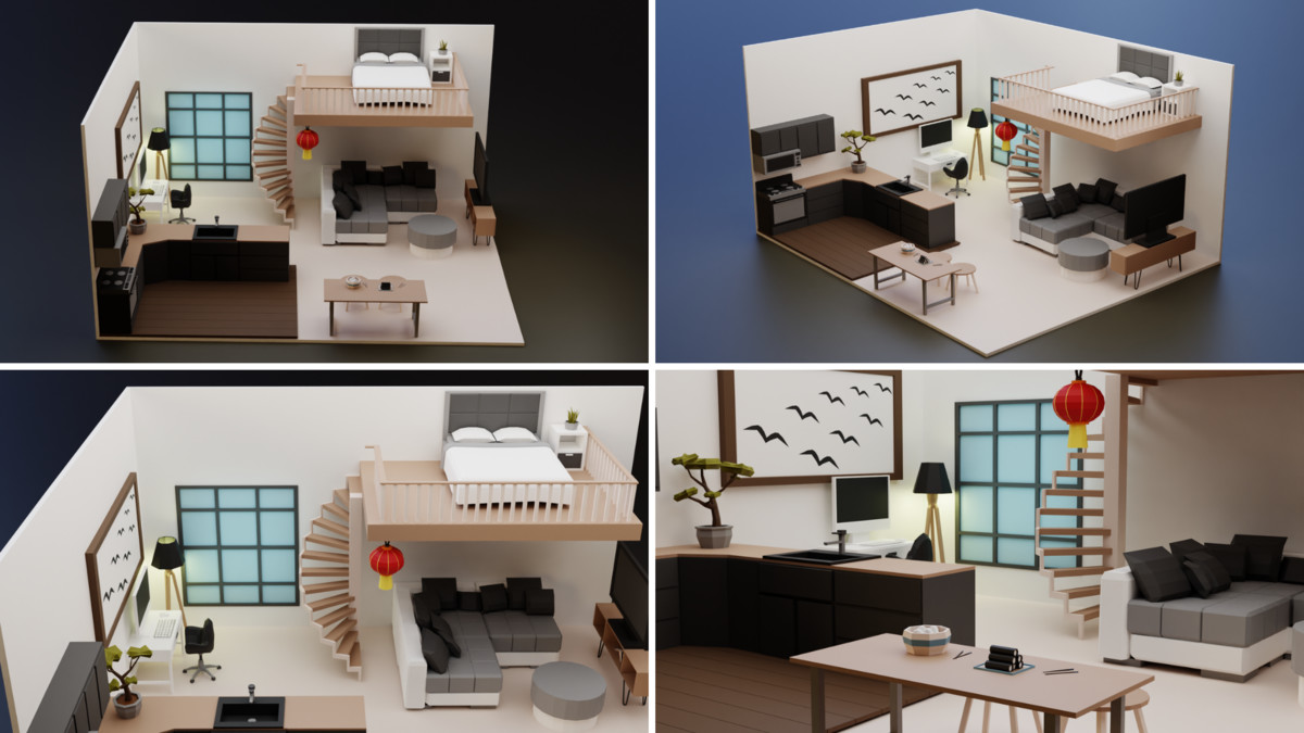 Low Poly Apartments Interiors Pack