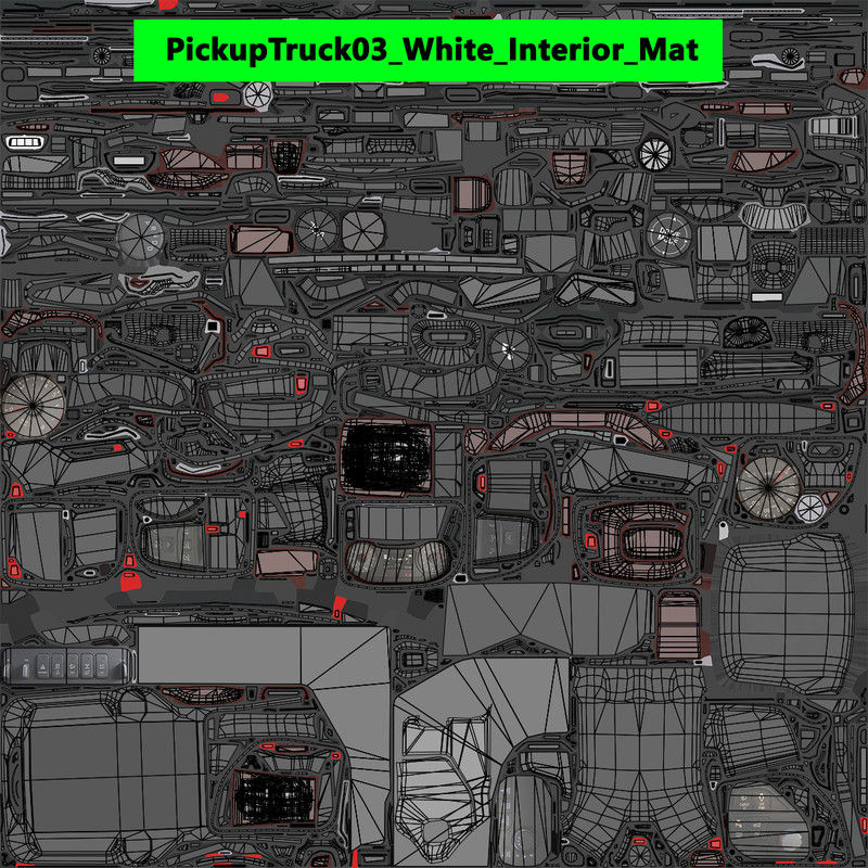 Pickup Truck 03 Grey and White URP HDRP Textures