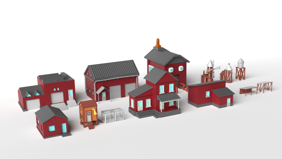 Low Poly Farm Construction Pack – Buildings & Vehicles