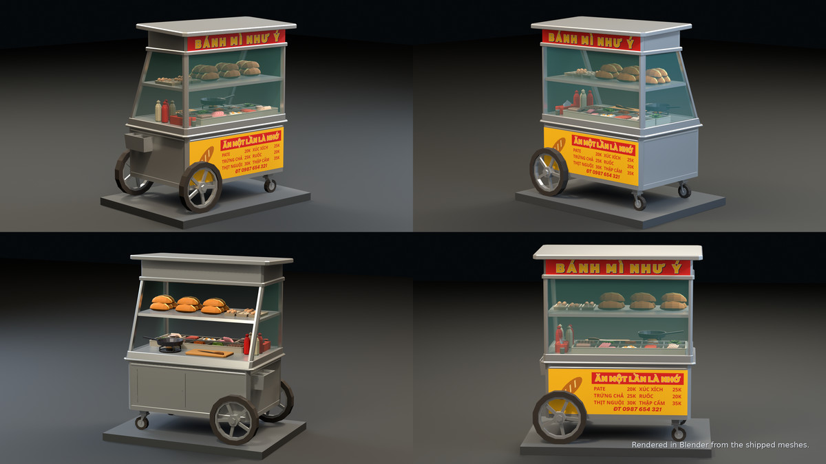 Asian Street Food Carts & Stalls: Low Poly Pack