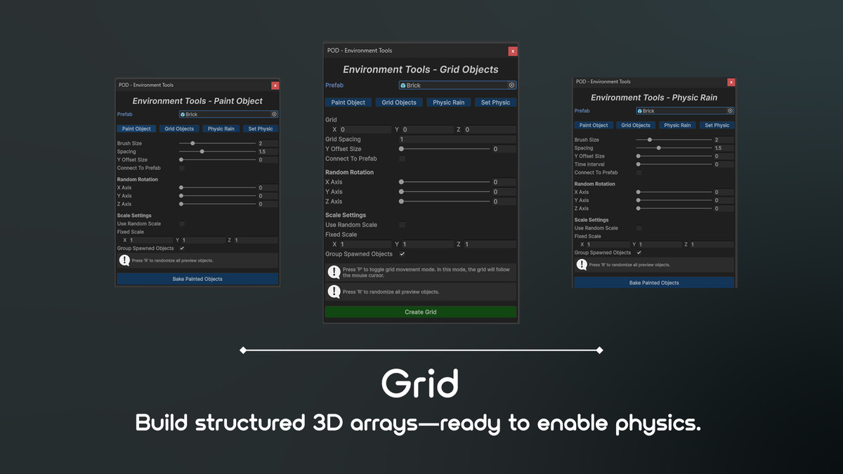 Physics Objects Dropper in Editor - Enviroment Tools