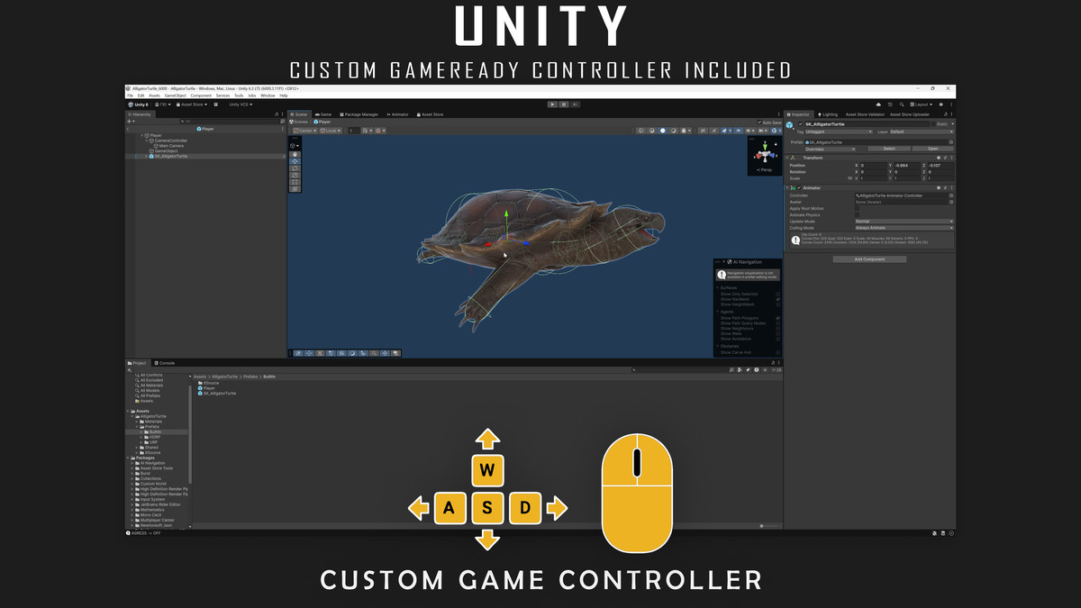 Alligator Turtle Predator - Animated Realistic Underwater Reptile