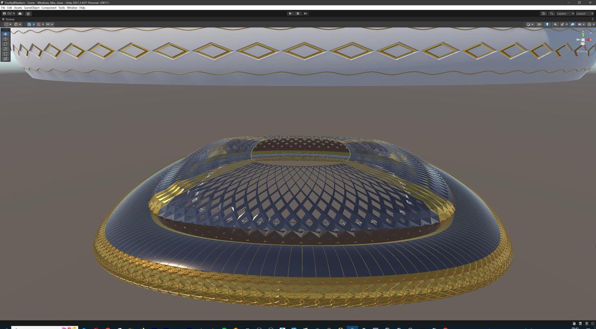 Modular Soccer Football Stadium Arena With 4 Roofs - Sport Environment 3d Level