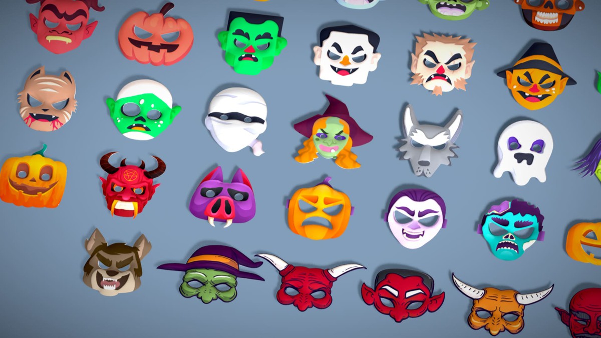 73 Halloween Masks Pack – Toon Horror Ghosts Evil Fantasy Collection