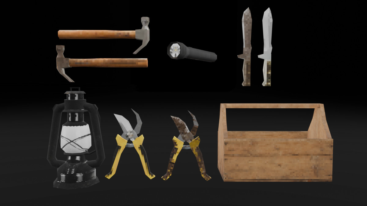 PSX Rural Farm Tools Pack – 32 Lowpoly Tool Props