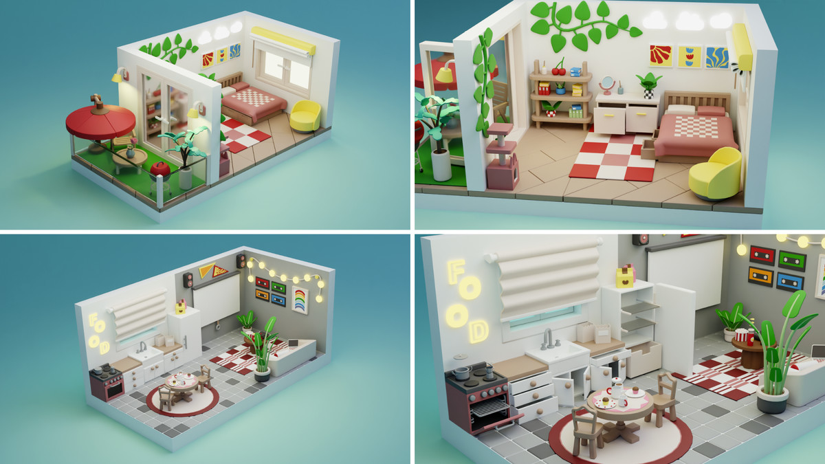 BIG PACK Interactive Cartoon Interiors & Rooms