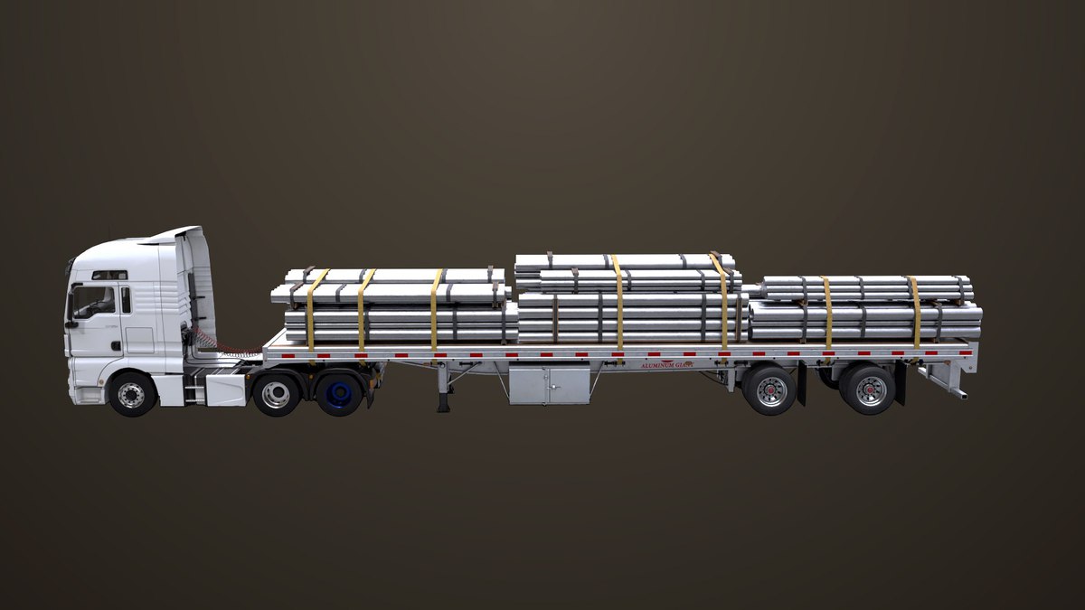 Heavy Truck 04 Flatbed Load Trailer URP HDRP Textures