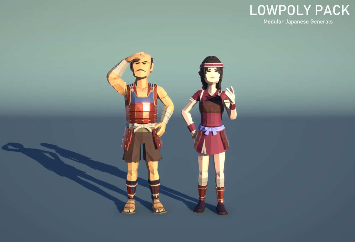 LowpolyPack_ Modular Japanese Generals