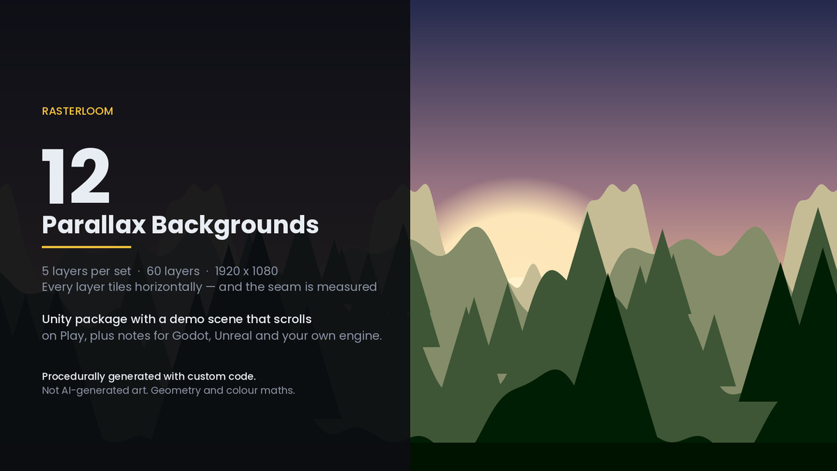 12 Parallax Backgrounds - 60 Tileable Layers