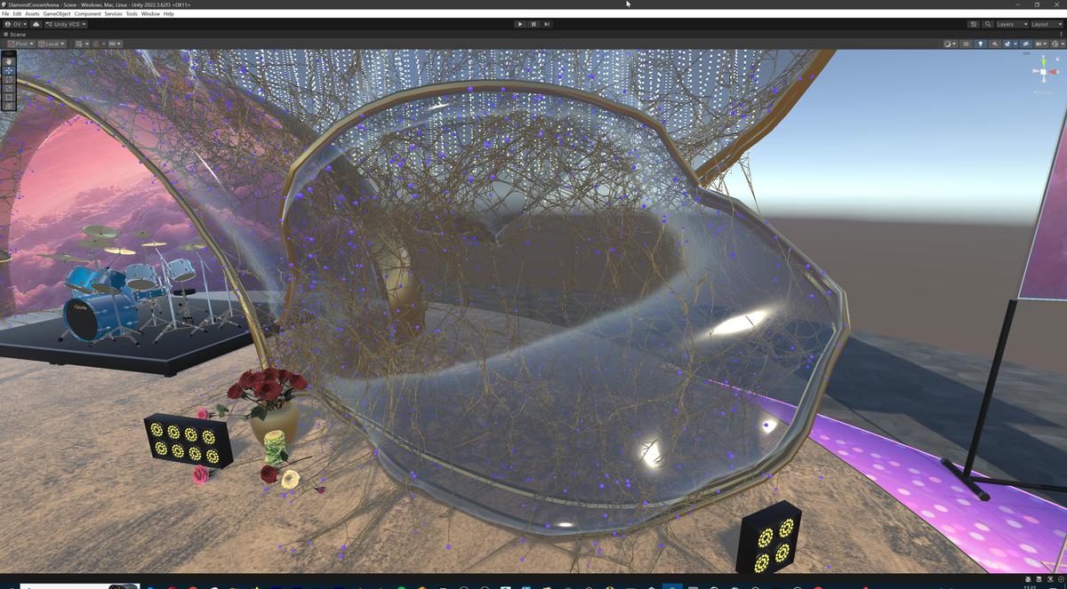 Diamond Concert Arena Stage Venue - Modular 3d Scene (with Piano, Drums, Guitar)