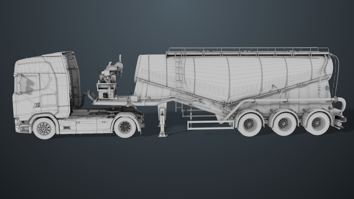 Chassis06 Cement Trailer 01 White URP HDRP Textures