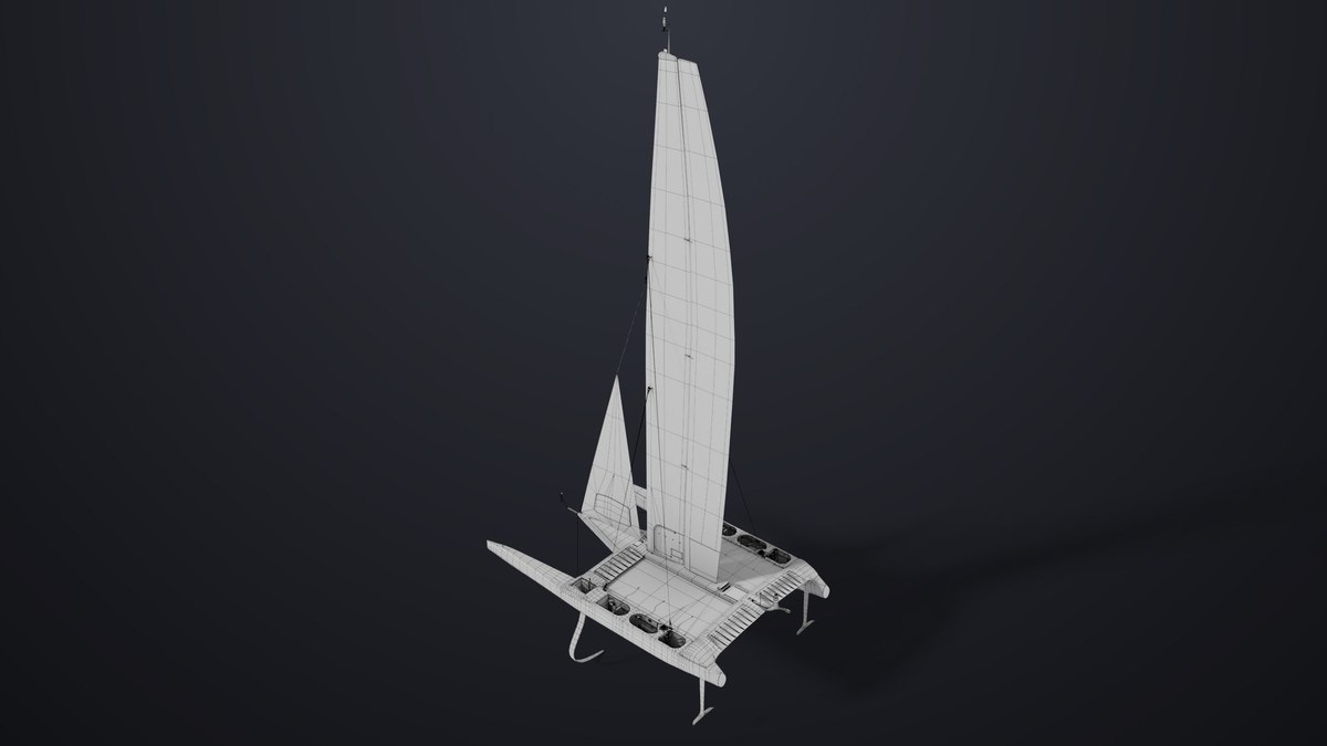 Yacht Hydrofoil Sailing Boat 02 Black URP HDRP Textures