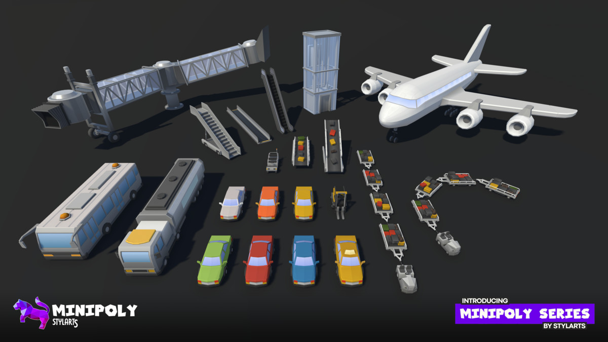 Modular Airport Fatpack - Minipoly Series ( Stylized Lowpoly Environment )