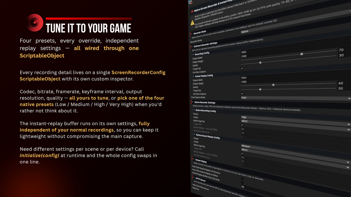Native Screen Recorder & Instant Replay
