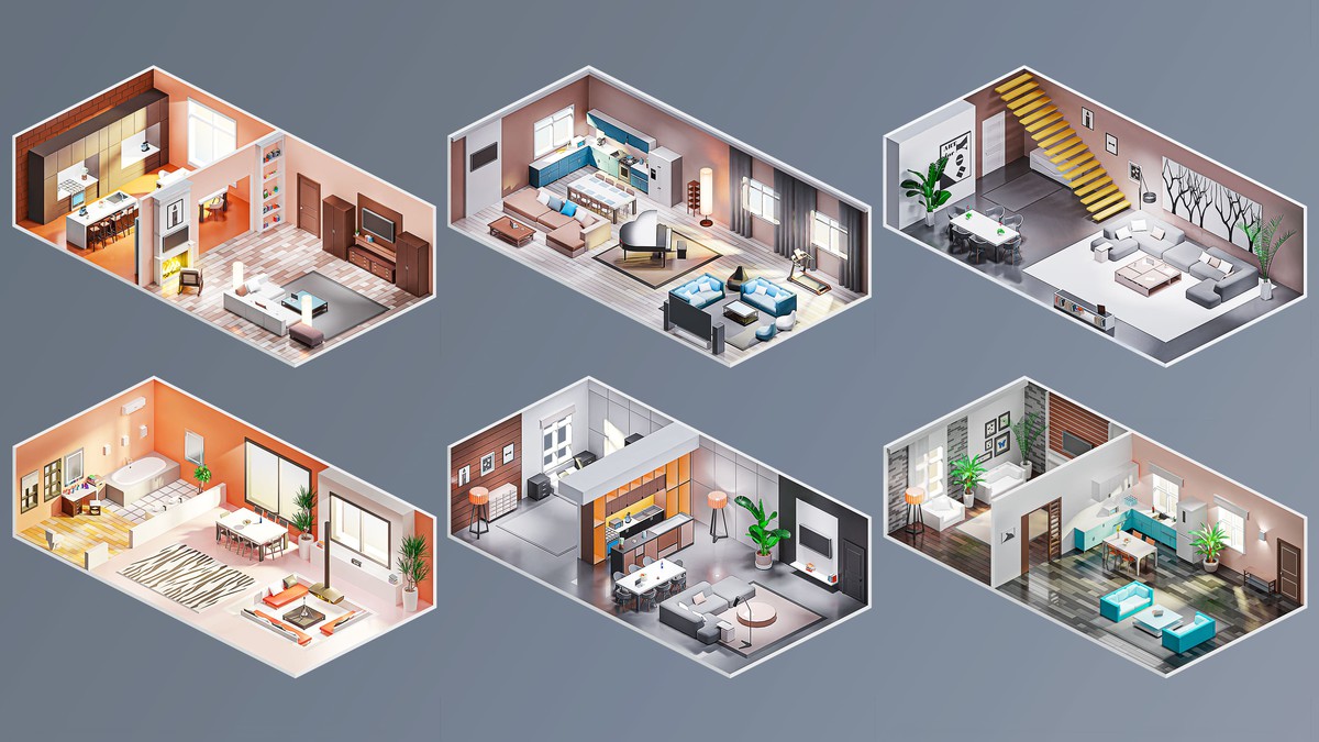 Interior 7 - Low Poly 3D Models Pack
