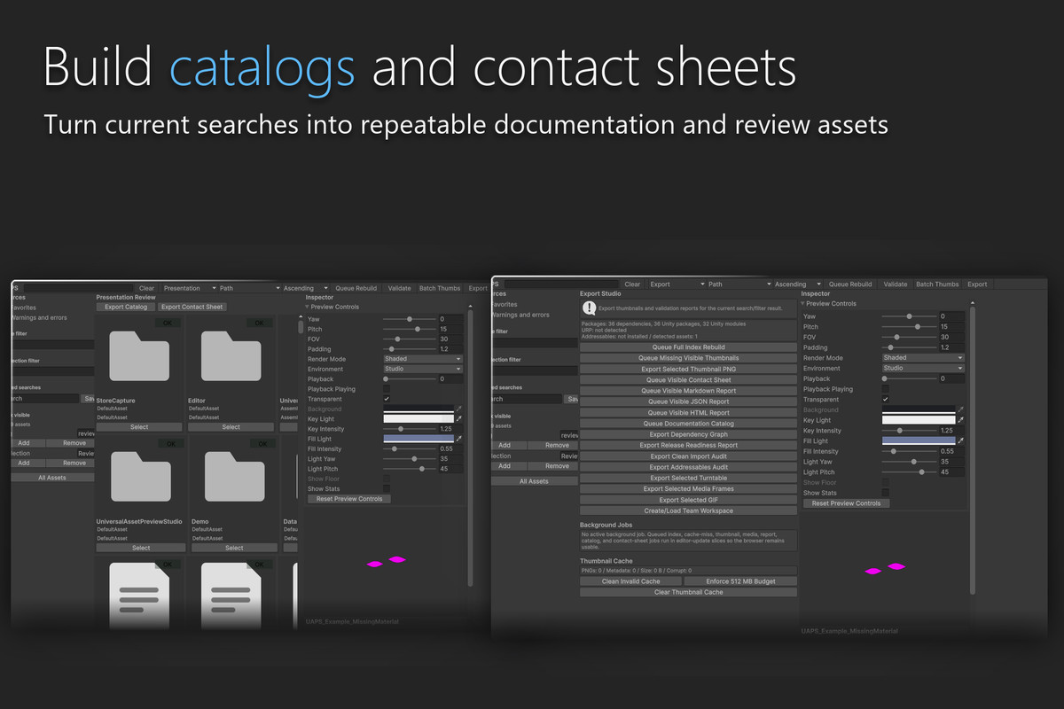 Universal Asset Preview Studio - Thumbnails, Catalogs & Asset QA