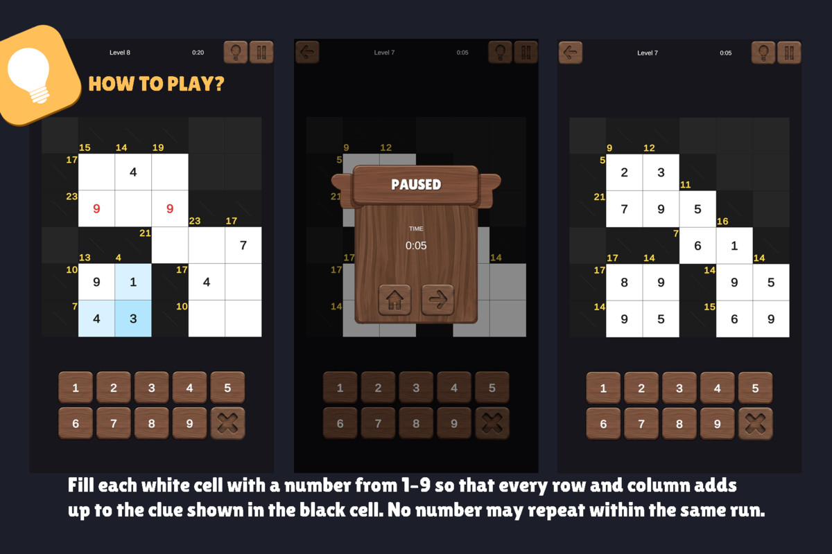 Kakuro Puzzle - Complete Game Template