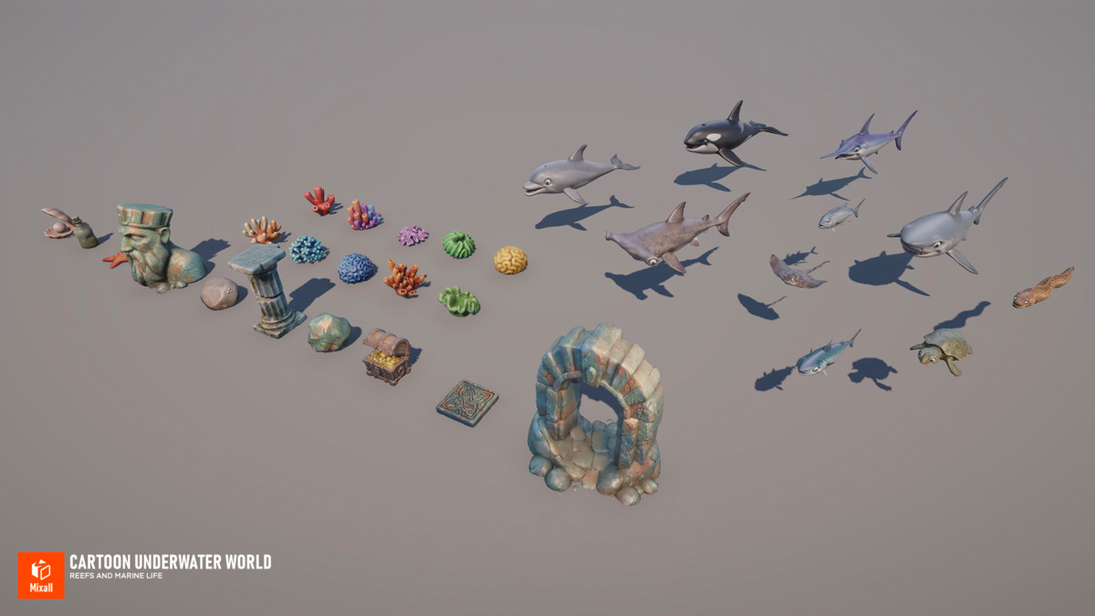 Cartoon underwater world - Reefs and Marine life