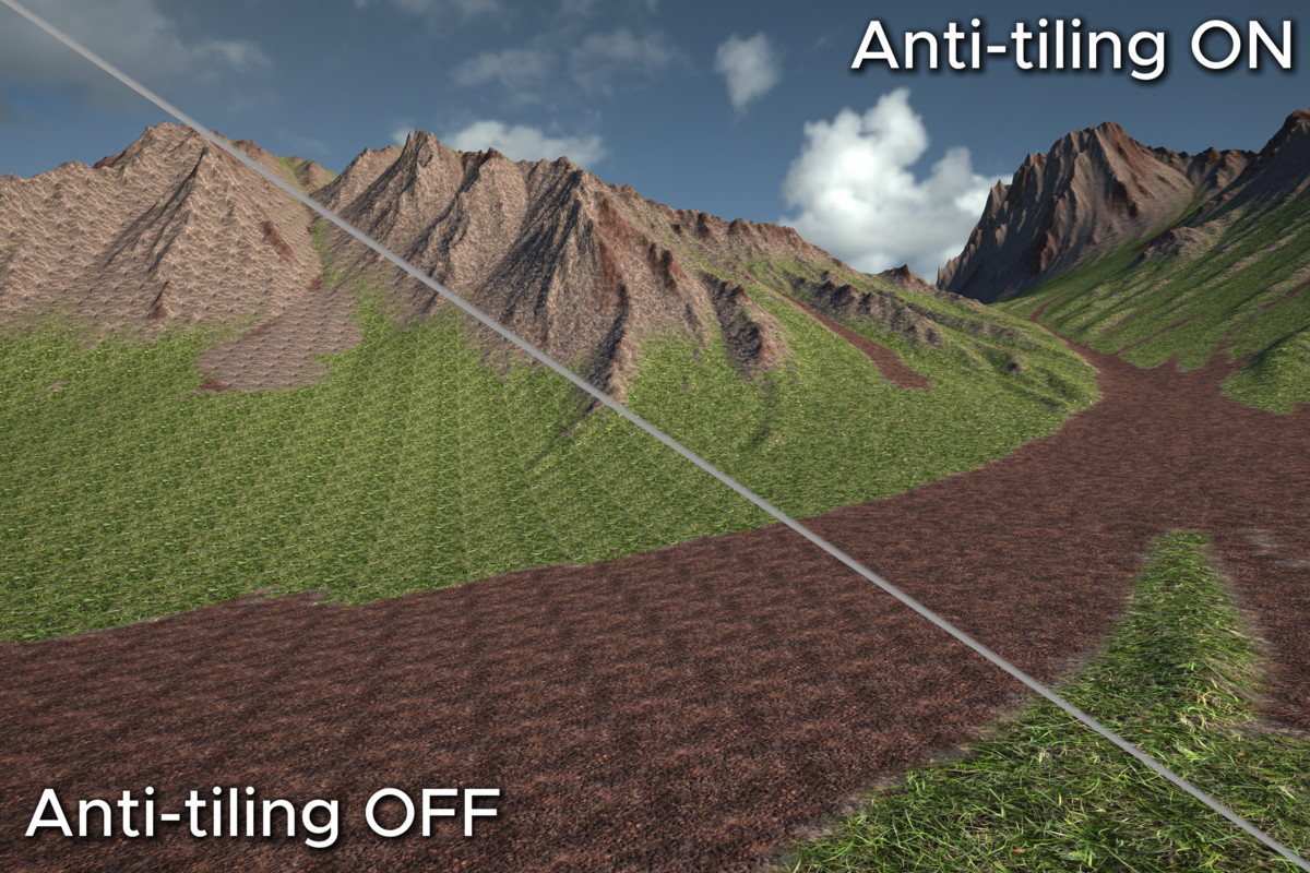 Stochastic Hex Anti-Tiling : Terrain & Mesh