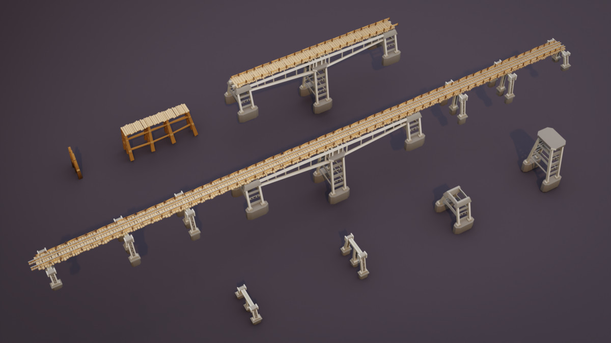 Low Poly Wild West Train Pack