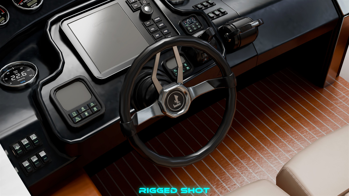Yacht Boat 01 Black with Interior HDRP URP Textures