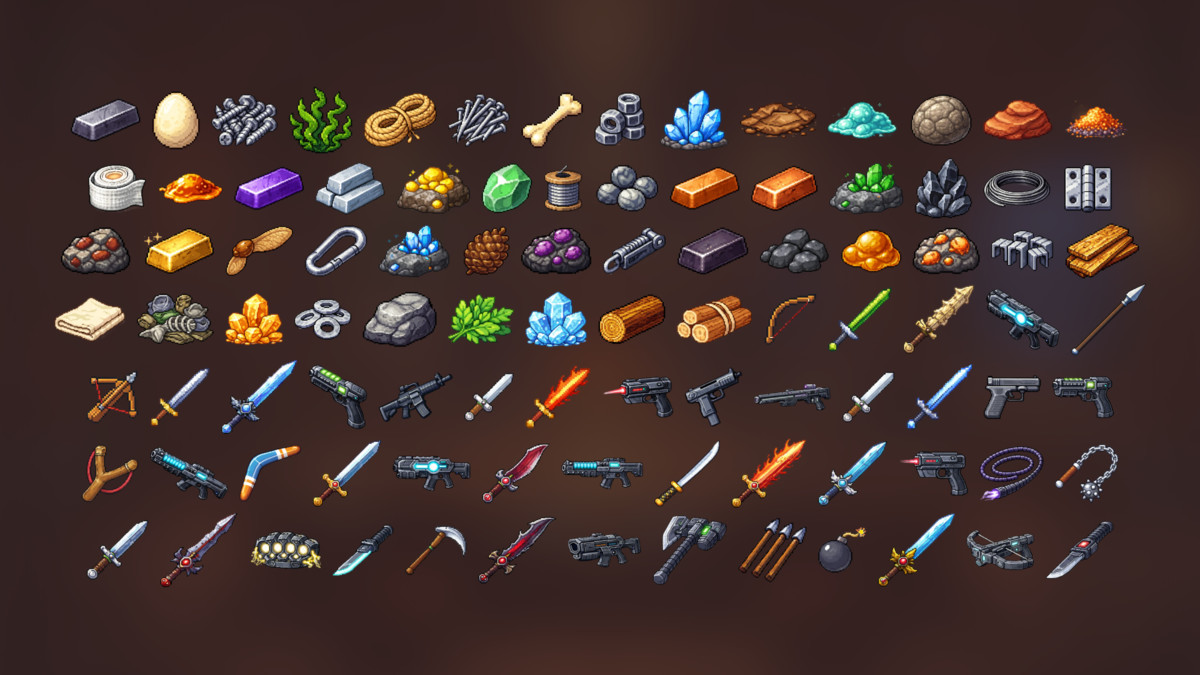 Ultimate Pixel Game Icons Pack for RPG, Survival, Crafting and Action Games