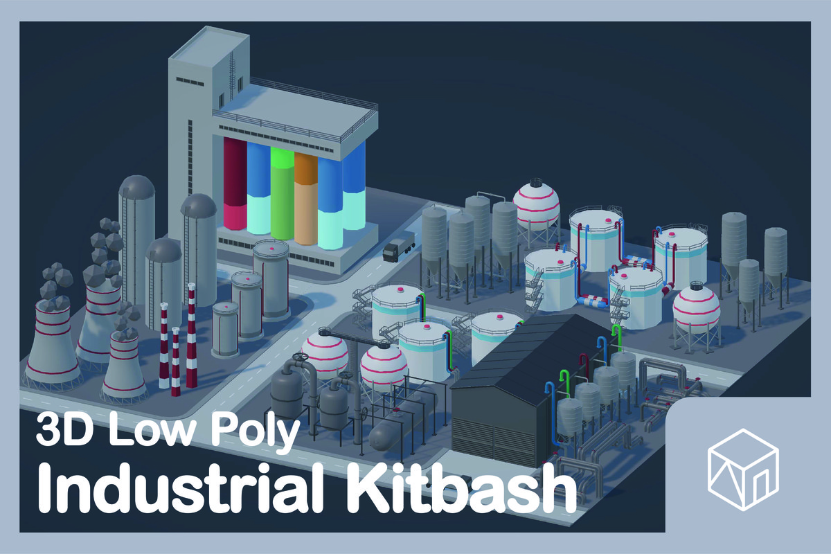 3D Low Poly Industrial Kitbash