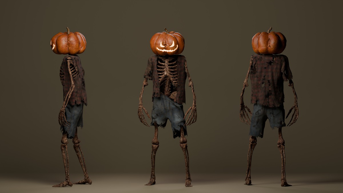 Scarecrow Pumpkin Halloween Skeleton
