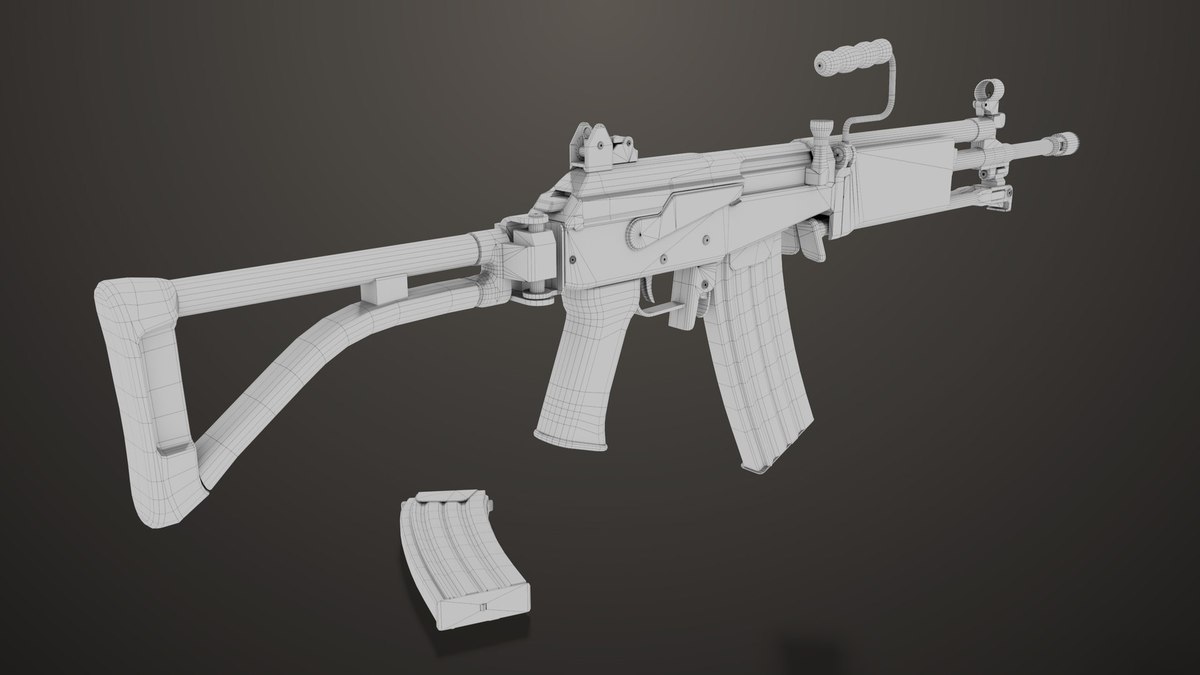 Machine Gun 13 Wood Handle URP HDRP Textures