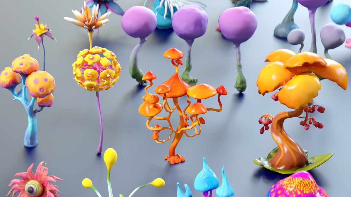 Fantasy Funny Stylized Magical Flora Plants - Low Poly Pack (118 3d models)