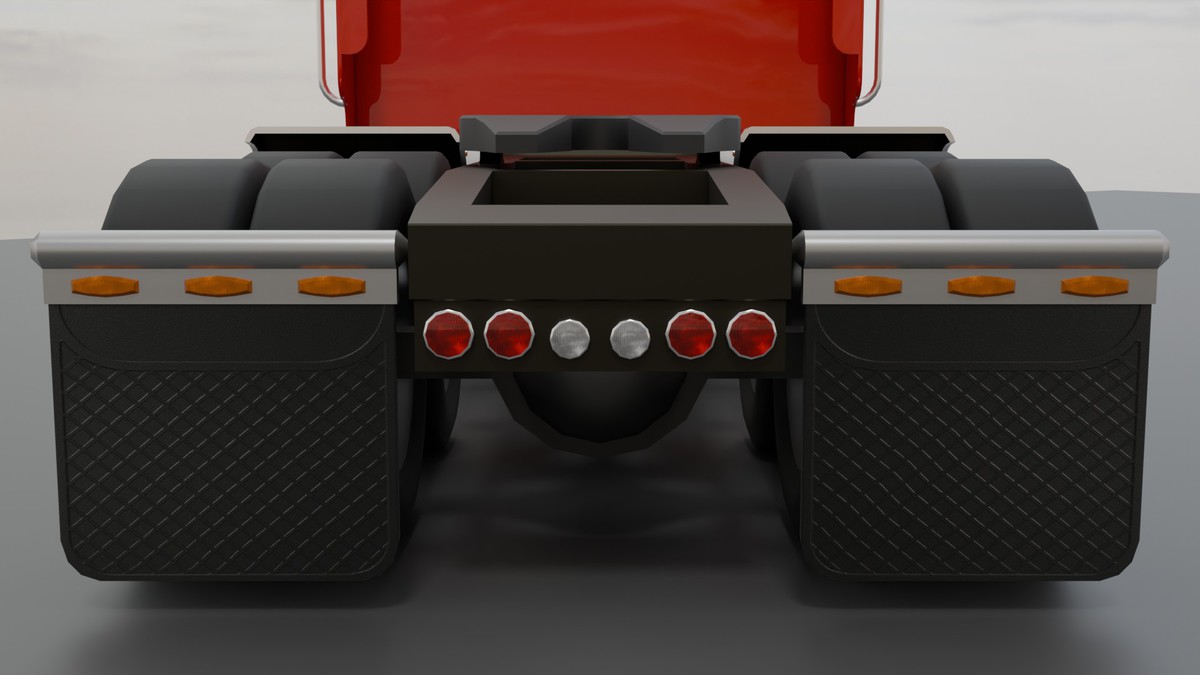 American Semi Truck with Flatbed Trailer & Cable Reel Cargo