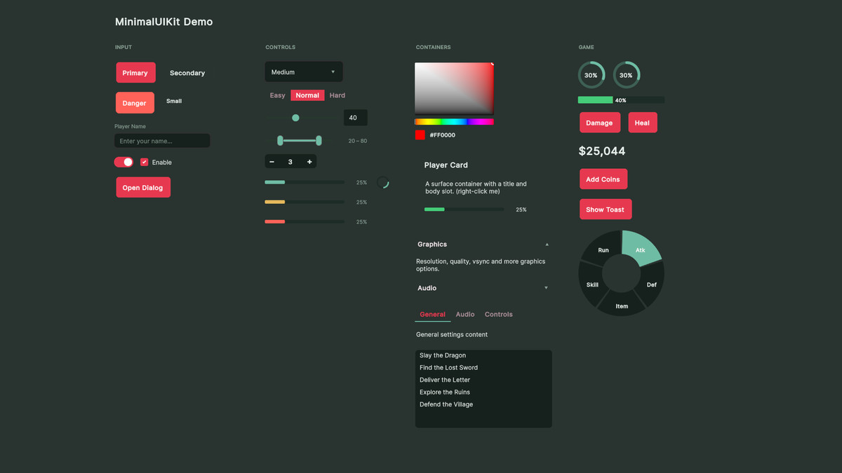 MinimalUIKit - UI Toolkit Component Kit