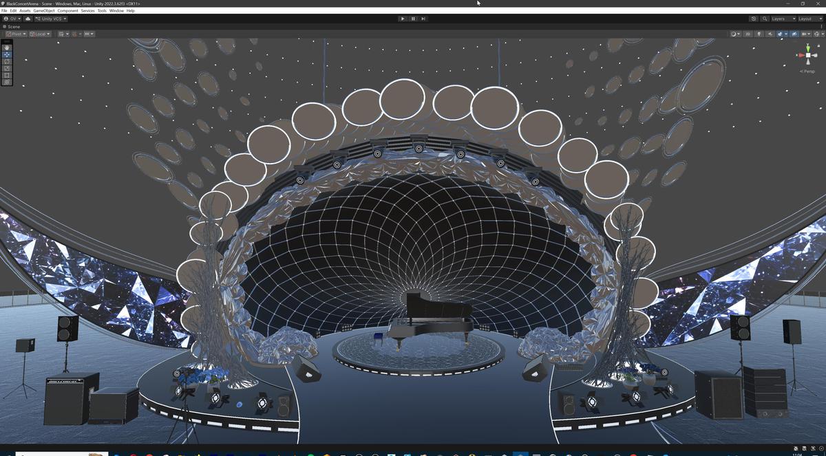 Black Diamond Concert Arena Stage Venue - Modular 3d Scene with Props