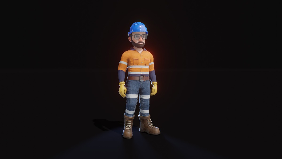 Stylized Male Worker 3D Model – Animated & Customizable (Game-Ready, Built-In)