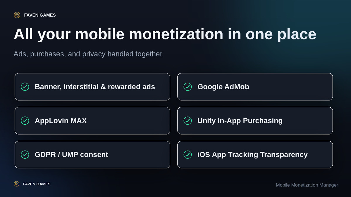 Mobile Monetization Manager: Ads, IAP & GDPR Consent