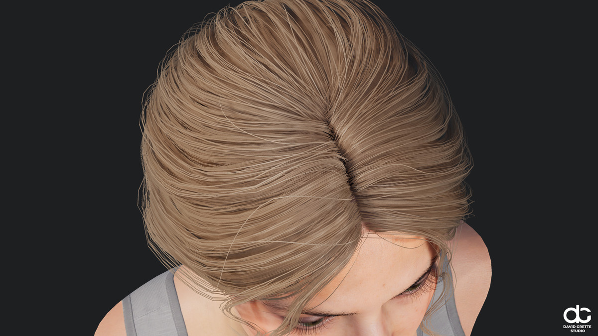 Realistic female hairstyles, pack #2 | Rigged hair, game-ready, low-poly