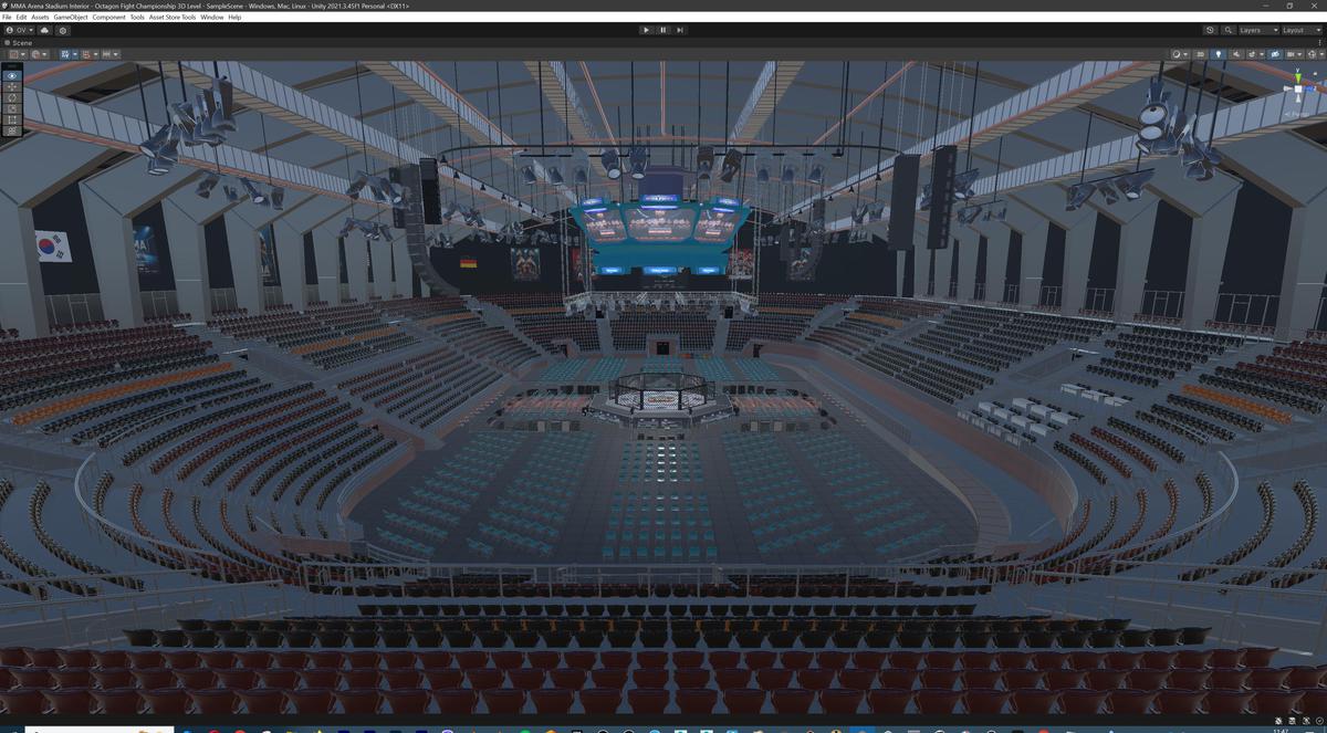 MMA Arena Stadium Interior - Octagon Fight Championship Nodular 3D Level