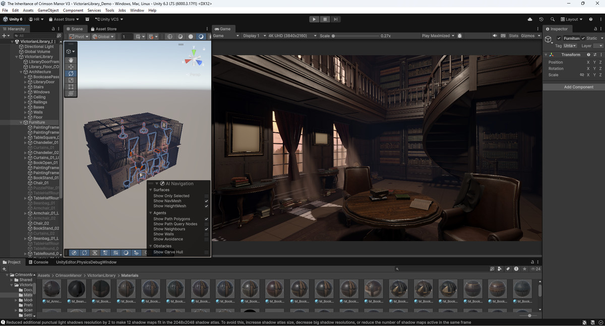 Victorian Gothic Library - Interior | Crimson Manor (URP)