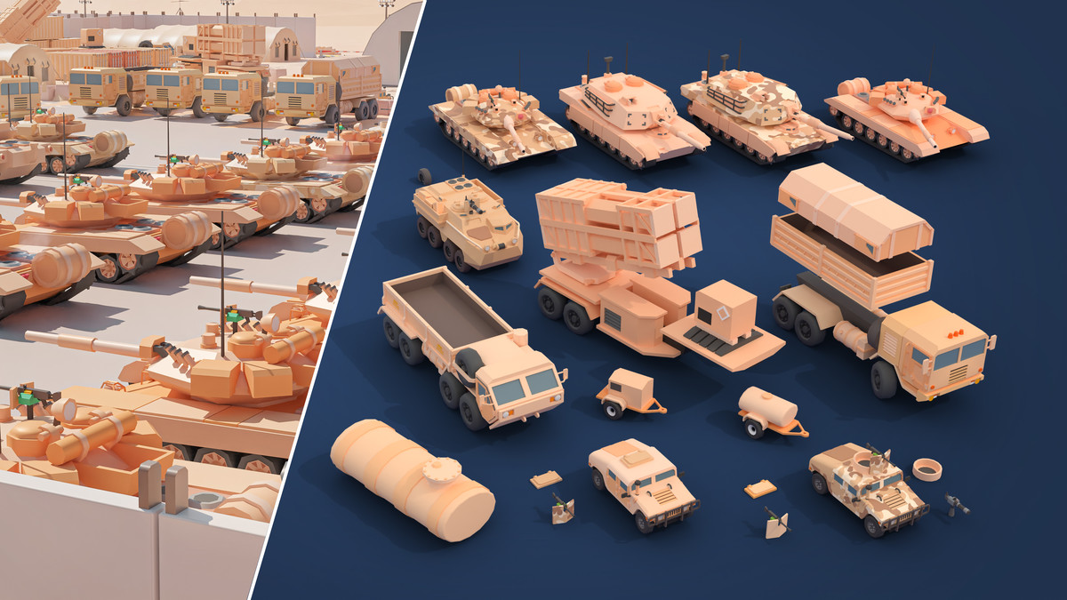 Military Desert - Low Poly 3D Models Pack