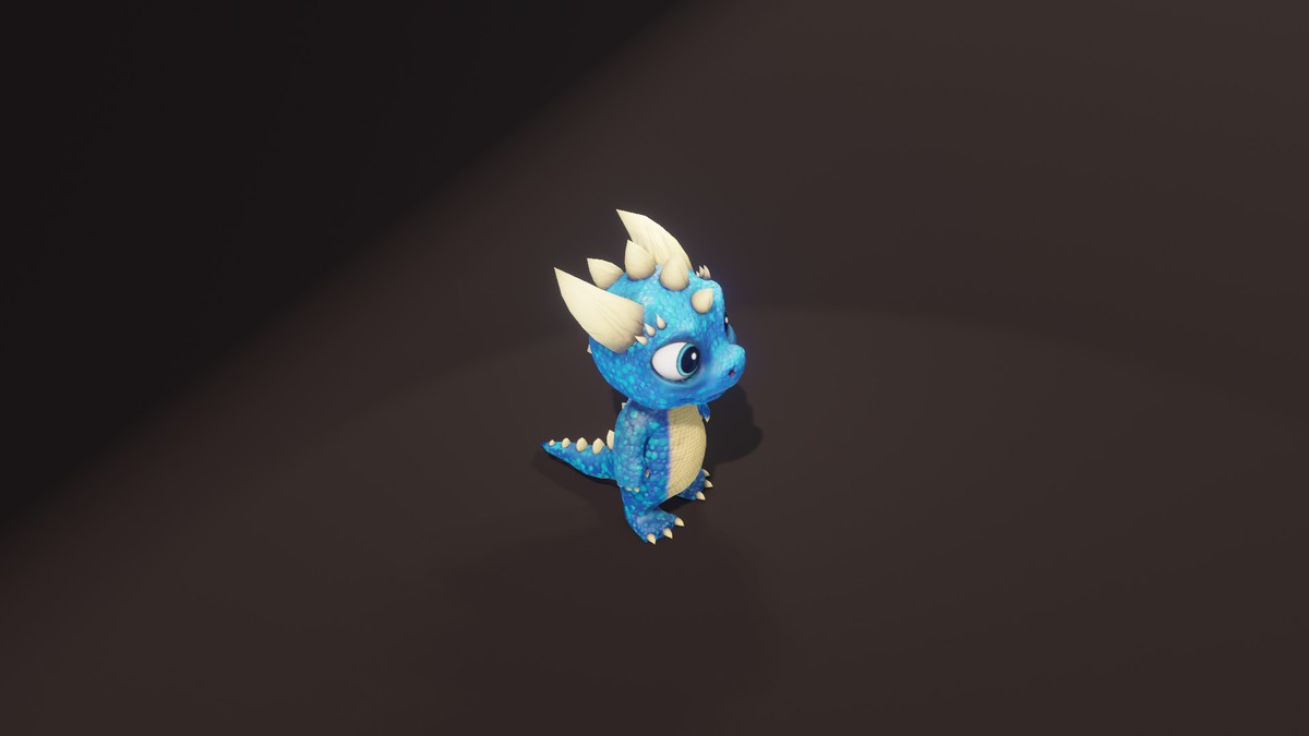 Cartoon Blue Dinosaur 3D Model – Animated Character