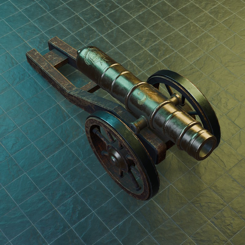 Historical Field Cannon Game Ready with LODs & PBR Textures