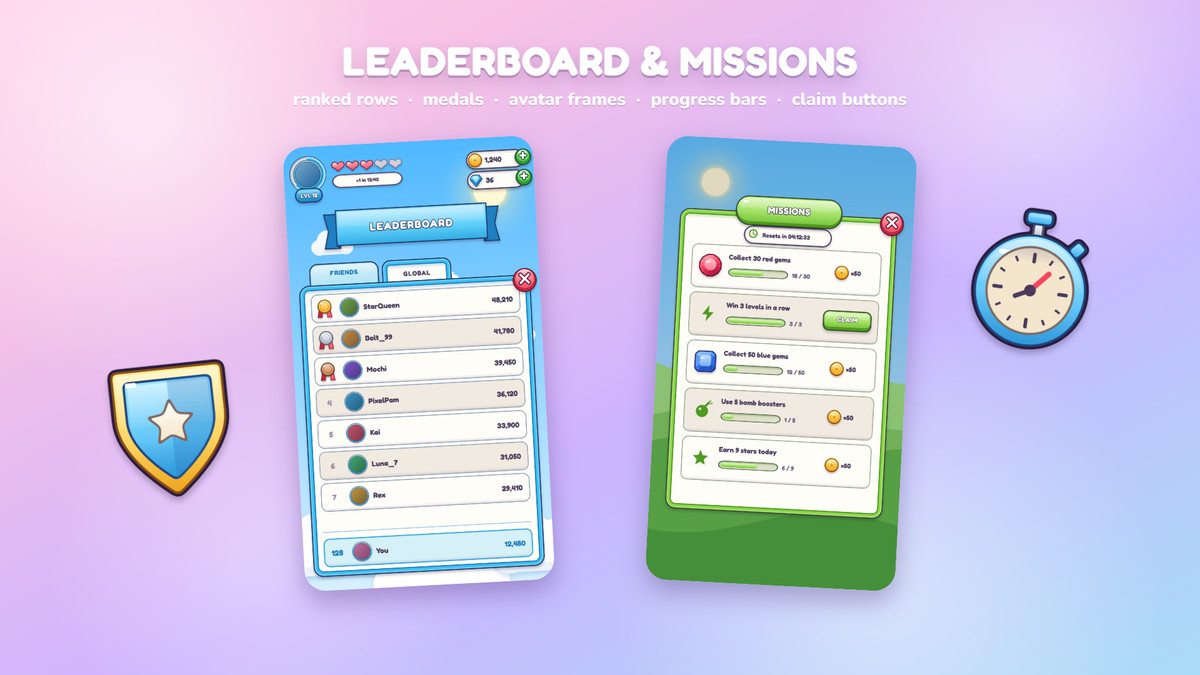 Casual Mobile UI Kit - Game GUI